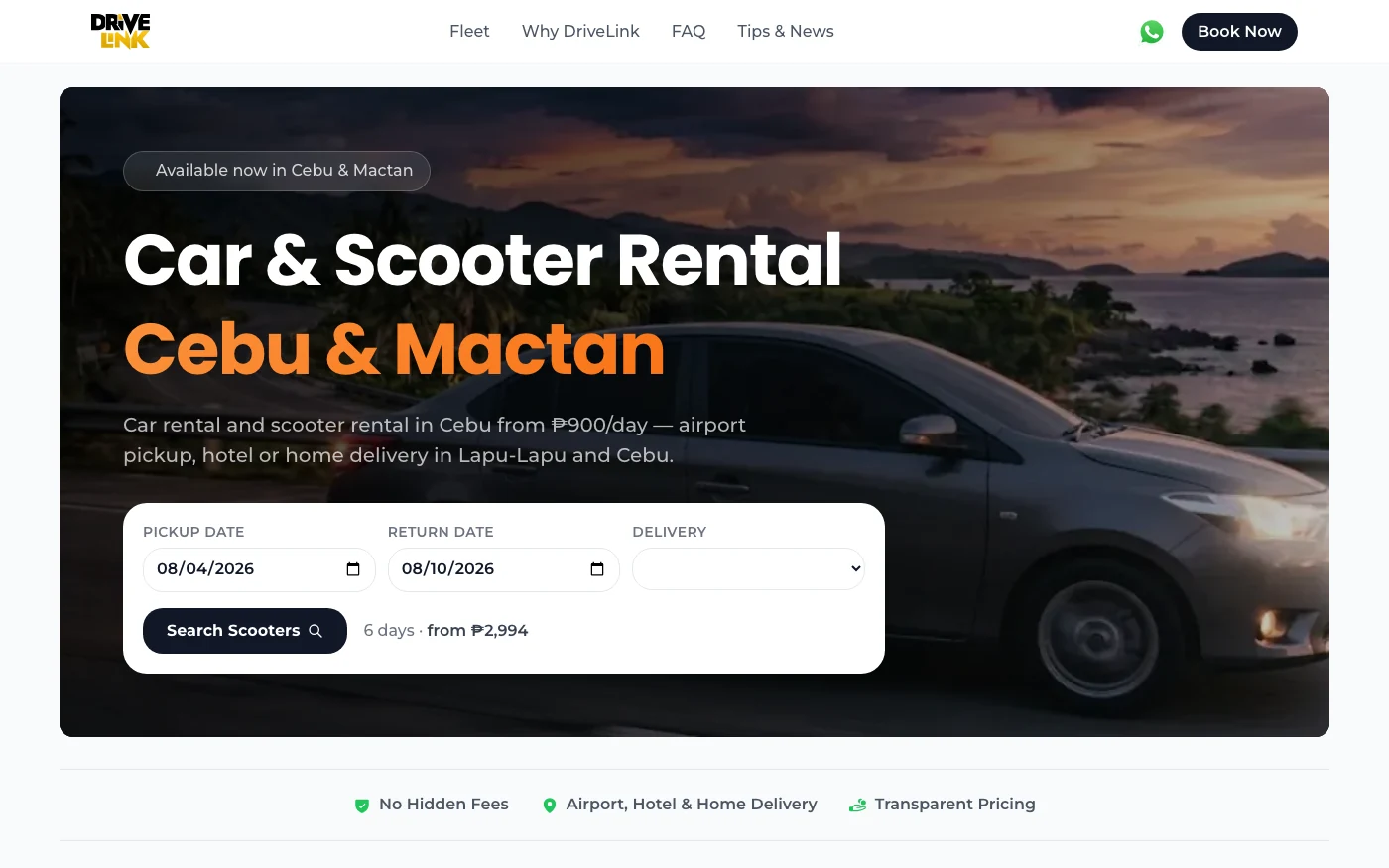 DriveLink Car & Motor Rental website preview