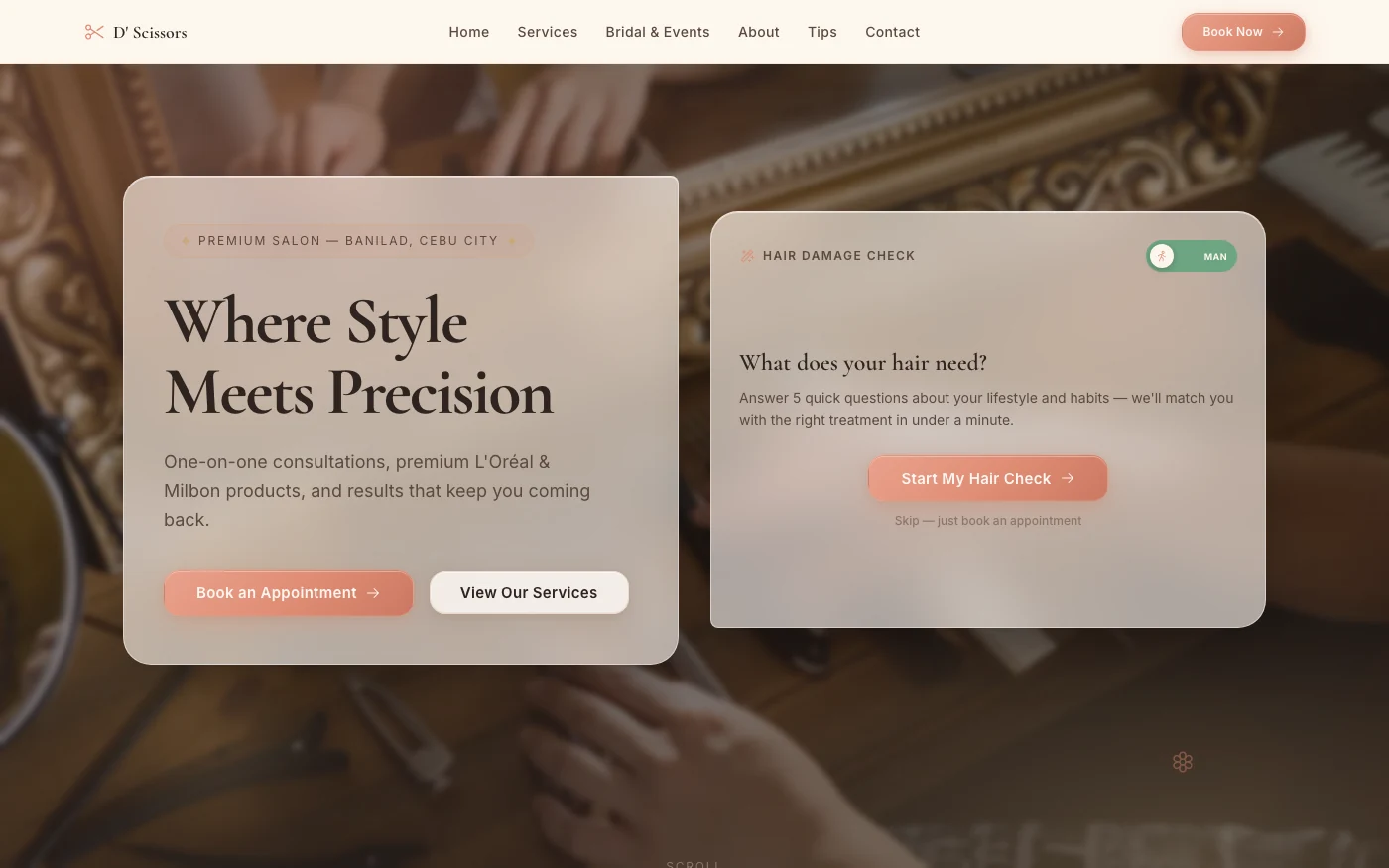D'Scissors Beauty Salon website preview