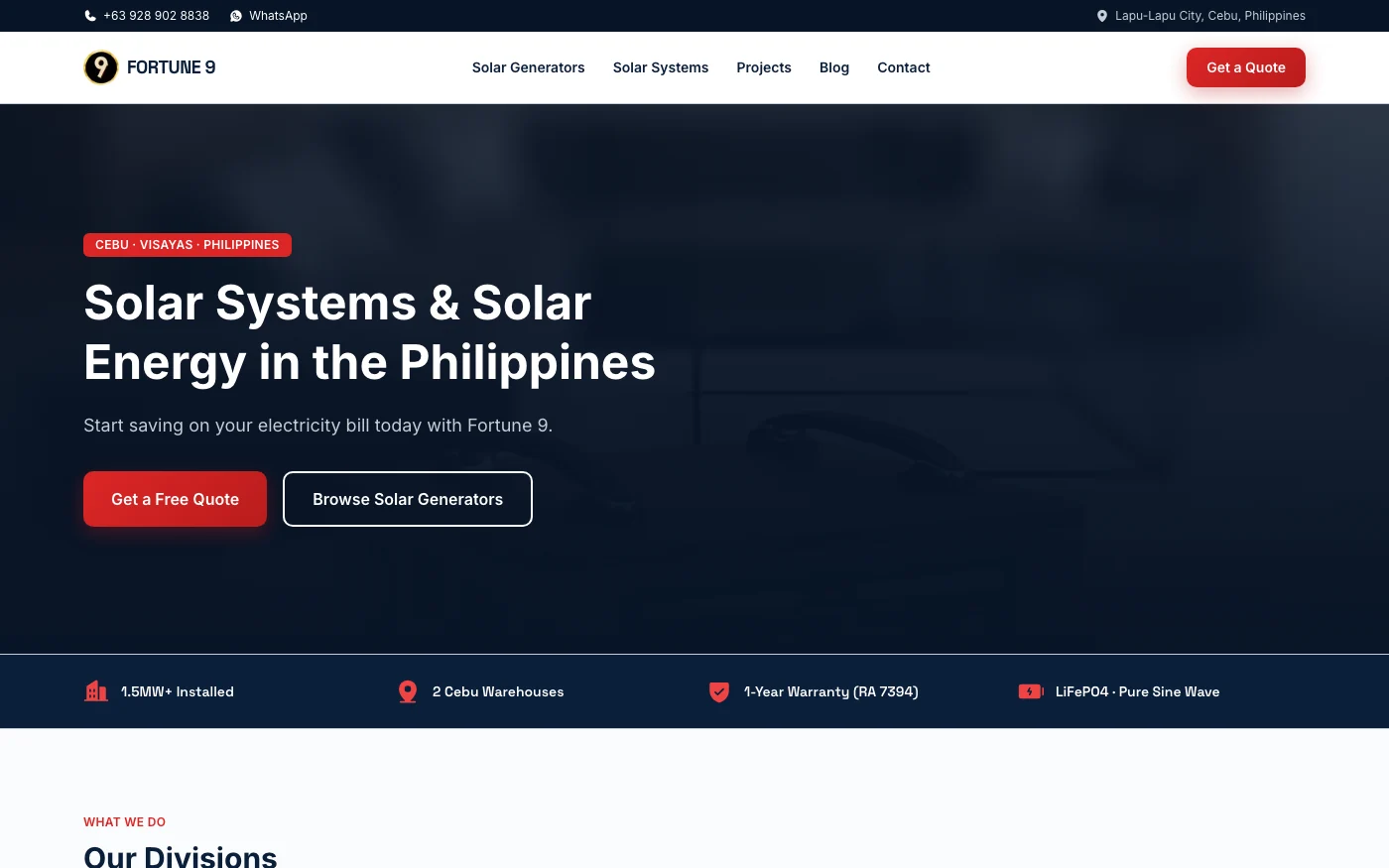 Fortune 9 Solar website preview