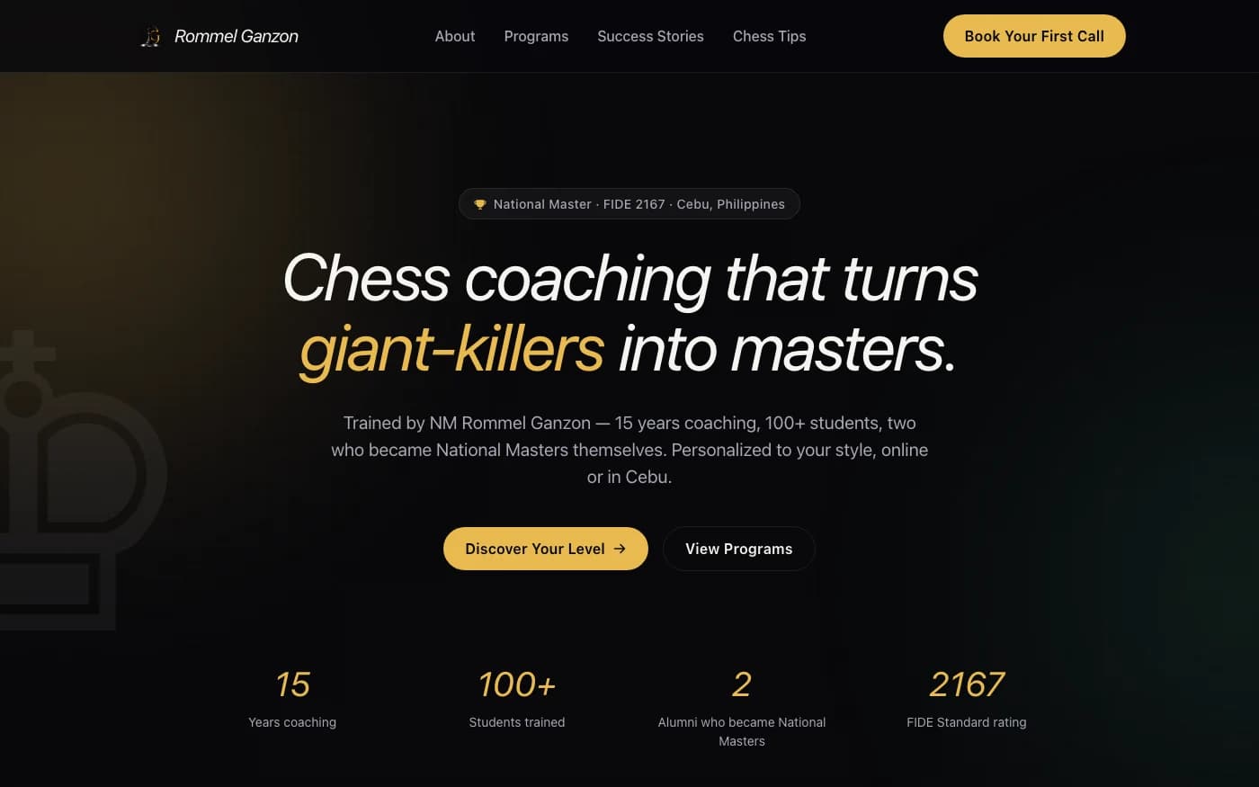 RG Chess — NM Rommel Ganzon website preview