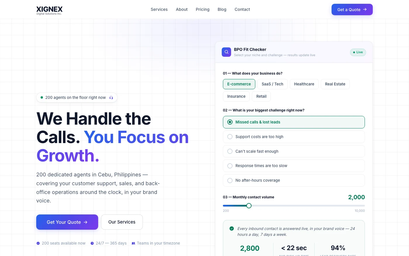 Xignex website preview